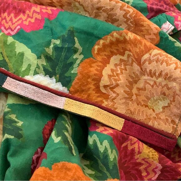 Farm Rio x Anthropologie Wrap Top Puff Sleeve Belted Tropical Colorful Large New - Picture 11 of 16